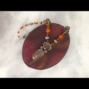 Handmade Amber  Beaded Necklace & Pendant